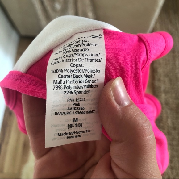 Hot Pink Racerback Workout Sports Bra - Picture 4 of 5